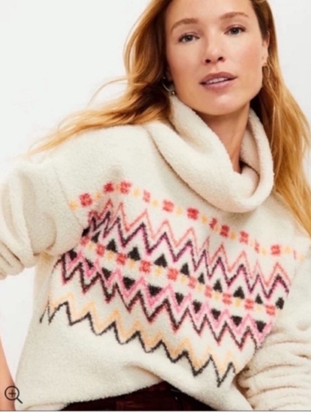 Loft Cream Soft Sherpa Mock Neck Top, Size XL, NWT